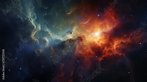 This image captures the beauty and grandeur of a nebula with shining stars, symbolizing the enormity of space photo