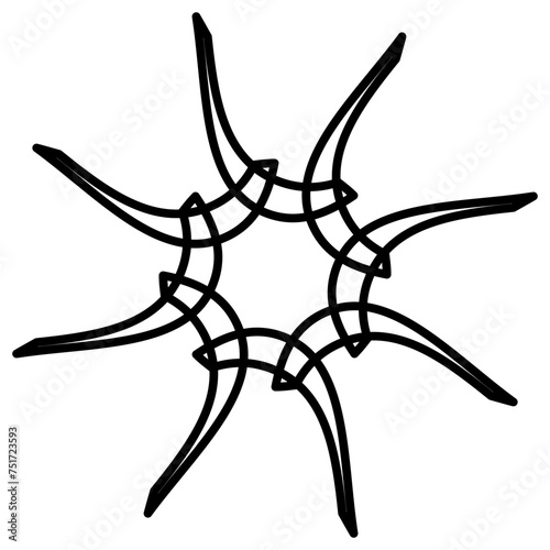 Black  draw flower thick line. Vector illustration. 