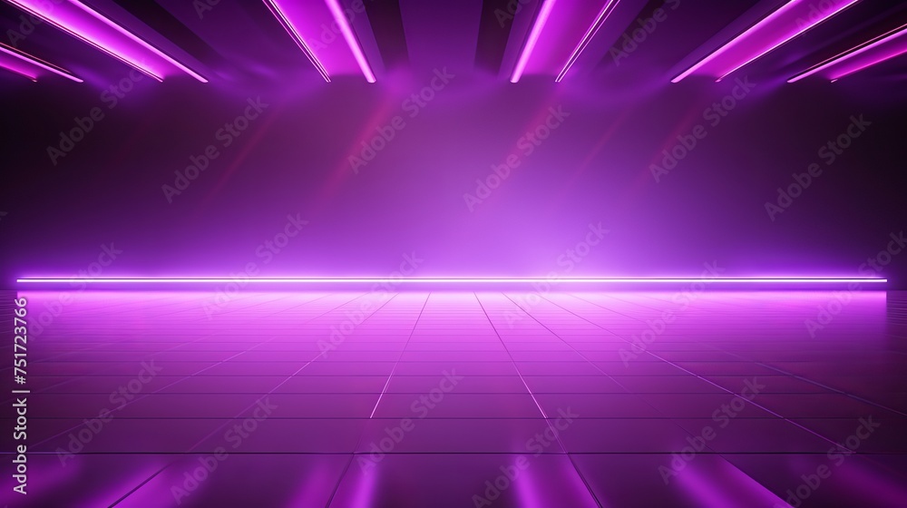 Empty Room Background with Spotlights and Abstract Purple Neon Glow Empty Room Background with Spotlights and Abstract Purple Neon Glow