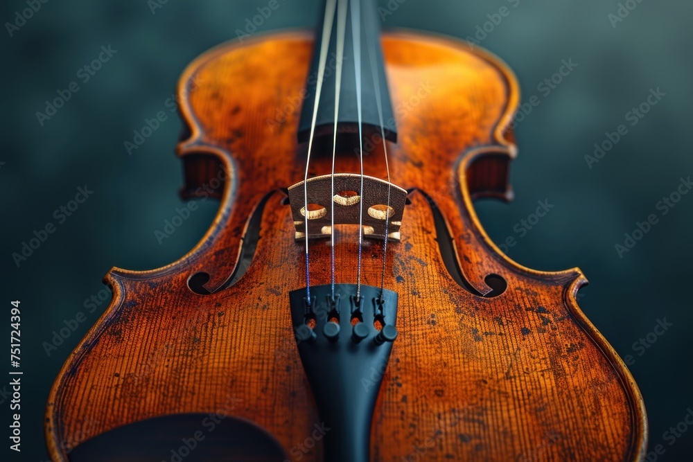 Fototapeta premium Captivating close-up of a violin bridge, highlighting the precision in musical construction