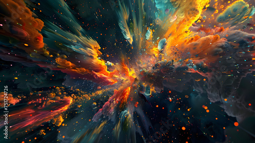 Cosmic paint explosion in space