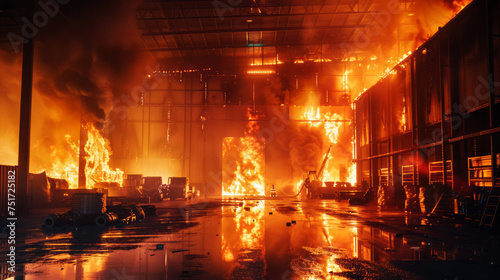 a fire in a logistics warehouse