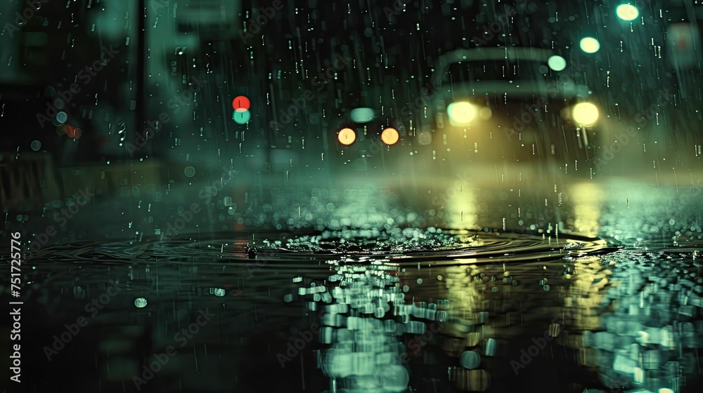 wet rain falling
