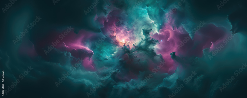 Beautiful Outer Space background for Web Banner, Wallpaper Illustration. Cosmic Space with nebula, stars, planets.