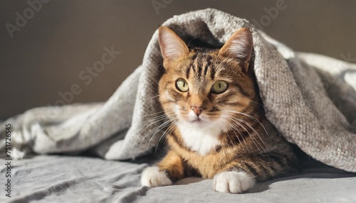sick cat under blanket © Ryan