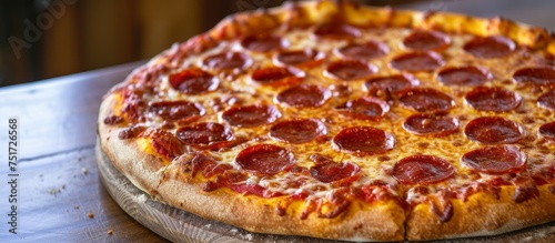 Delicious pepperoni pizza topped with mouthwatering pepperoni slices, perfect for a savory meal