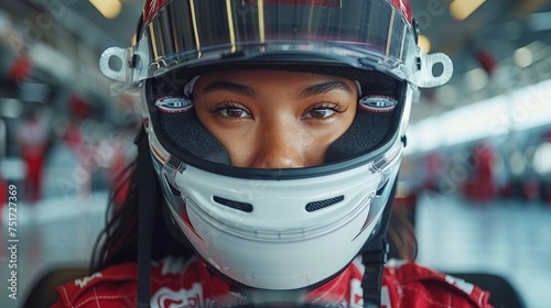 Female pilot in a car race © FrankBoston