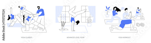 Yoga activities isolated cartoon vector illustrations se