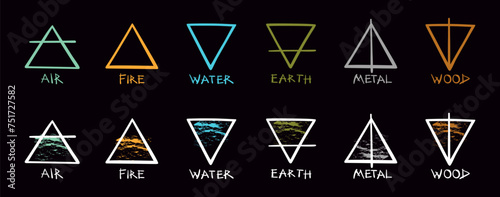 Six materials icons set