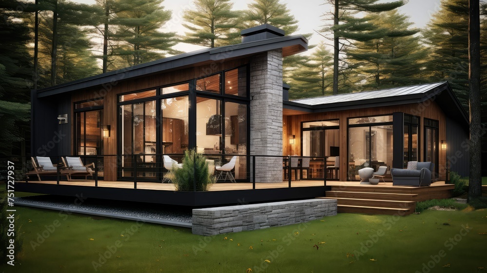 Fototapeta premium cozy modern cottage building