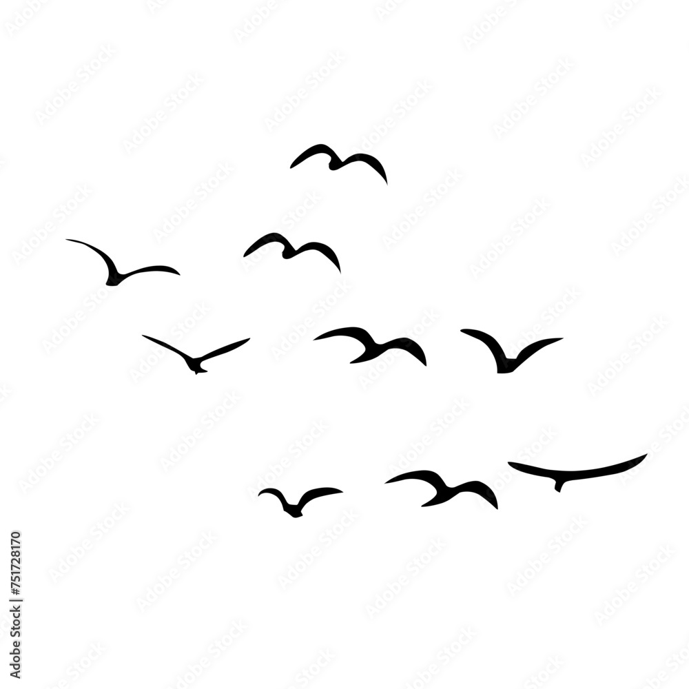 A Flock of Bird Silhouette A Flock of Bird Silhouette