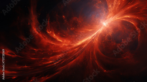 A mesmerizing image of a fiery red whirlpool in space with bright highlights and swirling patterns It represents the chaos and beauty of the cosmos