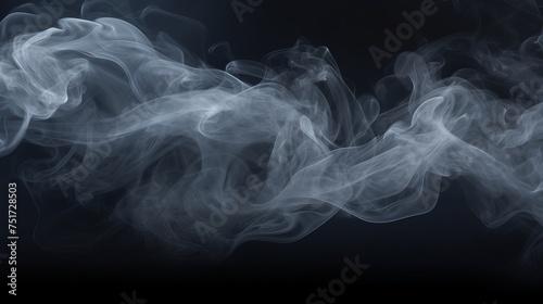 Fluffy Puffs of Smoke and Fog Against Black Background