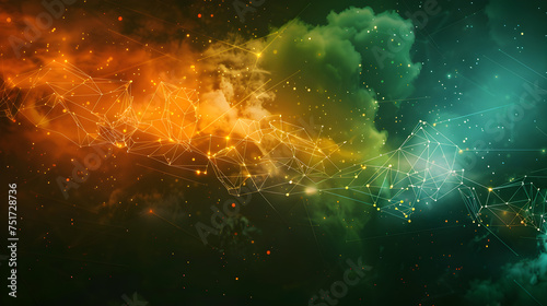 Abstract technology network background with clouds