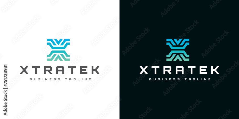 technology x letter logo design