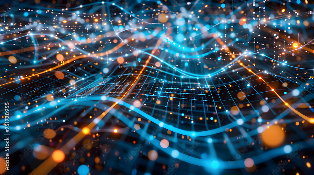 Futuristic network grid with glowing nodes Futuristic network grid with glowing nodes