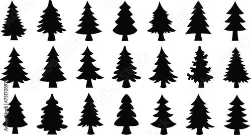 Christmas Tree icon in flat style set. vector For apps and Website. isolated on transparent background Contains such icons as Christmas Tree collection Can be used for Nature, Holiday, Winter posters