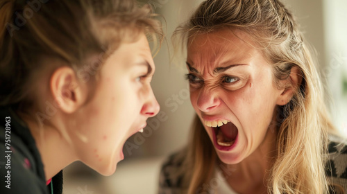 Mother shouting on her daughter. 