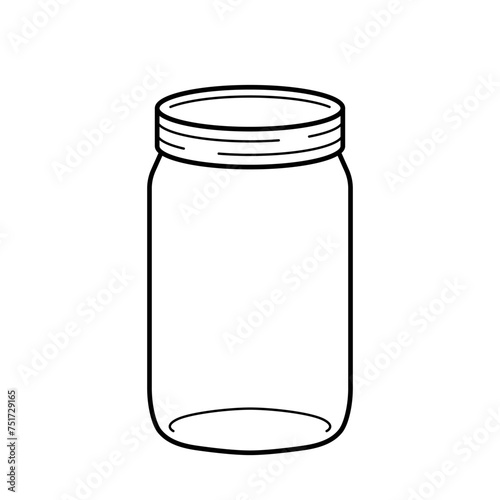 Empty glass jar icon. Line vector illustration isolated on white background.