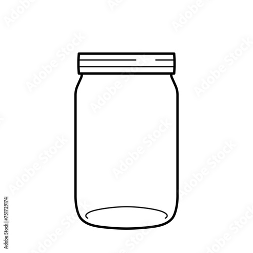 Glass jar icon in line style. Outline vector illustration.