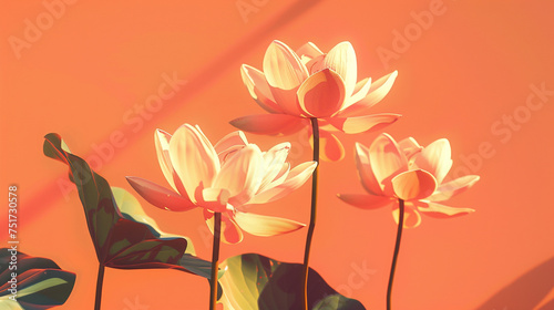 Lotus blossoms on a subtle orange background  simplicity and beauty captured from a different perspective in HD