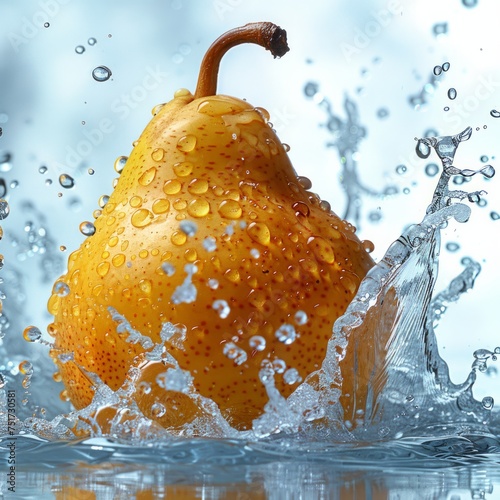 A Pear Splashing Into Water