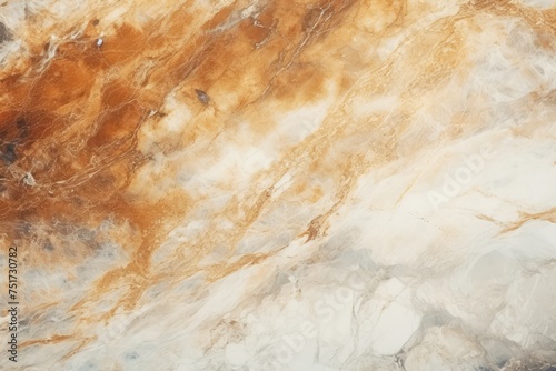 abstract marble texture background, lose-up showcases a smooth brown and white marble surface with wavy brown veins of varying thickness, creating a visually interesting and dynamic pattern.