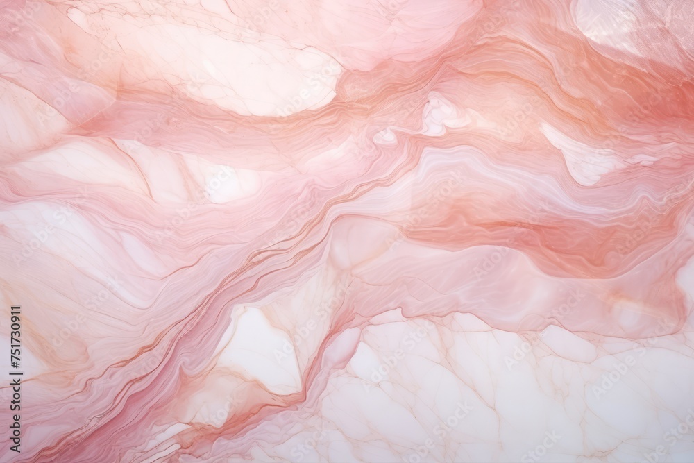abstract marble texture background, close-up showcases a luxurious rose gold marble background with dramatic swirls of pink and white, creating a sense of movement and dimension.