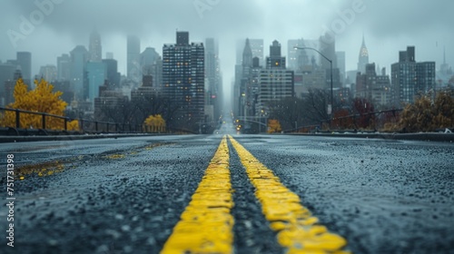 Empty Road Leading to City