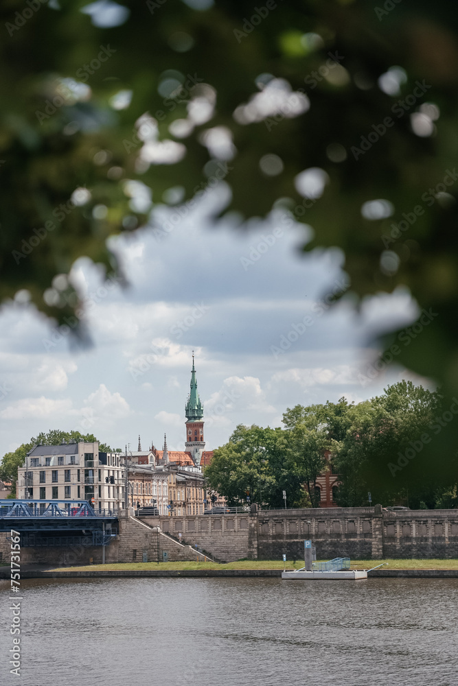 Scenic View of Krakow's Blue Steel Bridge Over the Vistula River