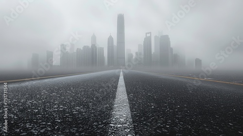 Empty Road Leading to City