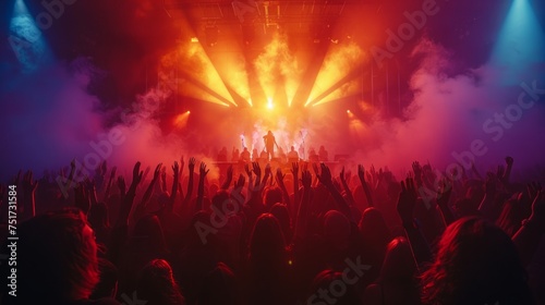 Crowd of People With Raised Hands at Concert