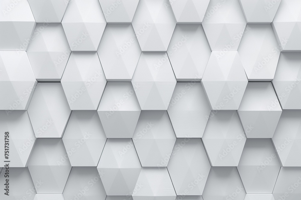 seamless light gray backdrop adorned with a meticulously detailed hexagon design, meticulously arranged in a honeycomb structure that exudes both simplicity and sophistication - obrazy, fototapety, plakaty 