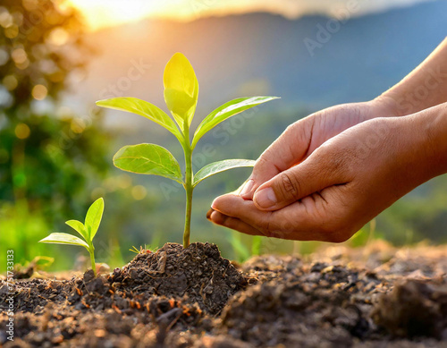 Wallpaper Mural Planting small trees to protect the environment. Torontodigital.ca