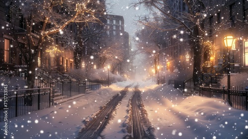 car snowy city road © vectorwin