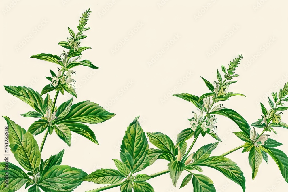 Pogostemon, Pachouli, Cablin Medicinal Perfume Plant, Pachouli Drawing
