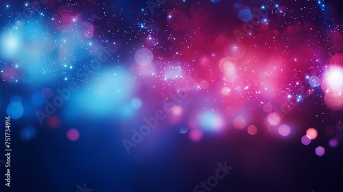 Neon Glow Background with Blur Color Flare and Bokeh Radiance Reflection. Defocused Fluorescent Blue Pink Light on Dark Abstract Overlay.