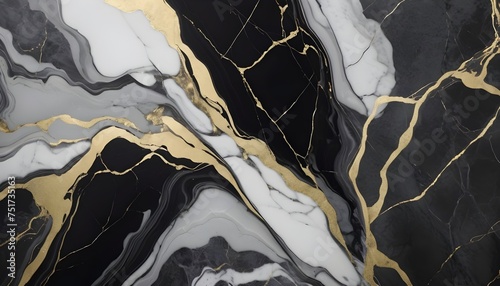 Black, white and gols marble tile texture sample