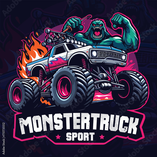Monster truck mascot logo