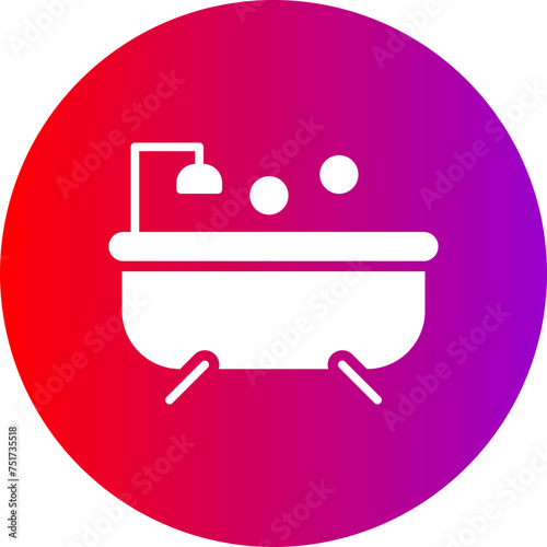 Bathtub Glyph Circle Gradient Icon