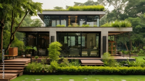 sustainable modern cottage building © vectorwin