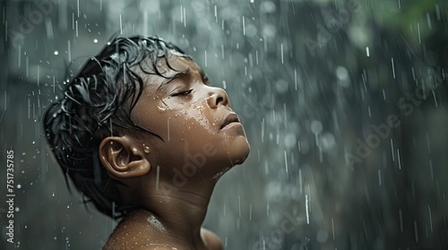 puddle child in the rain photo