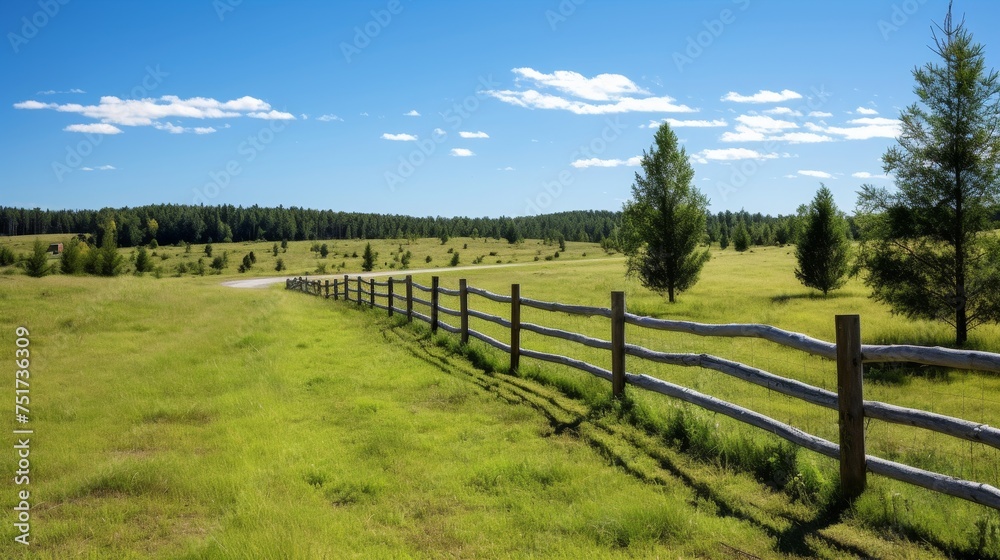  Protective fence encircles the vibrant green pasture