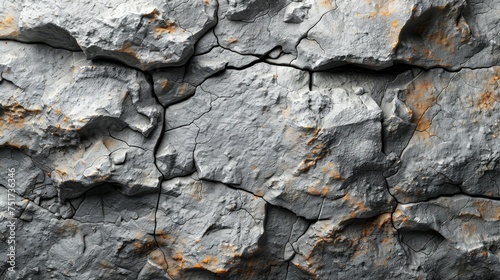 Light gray rock backdrop with gray grunge banner on abstract stone background. Close-up.