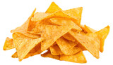 Crispy tortilla chips pile, cut out - stock png.