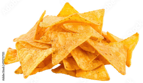 Crispy tortilla chips pile, cut out - stock png. photo