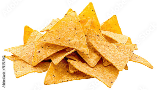 Crispy tortilla chips pile, cut out - stock png. photo