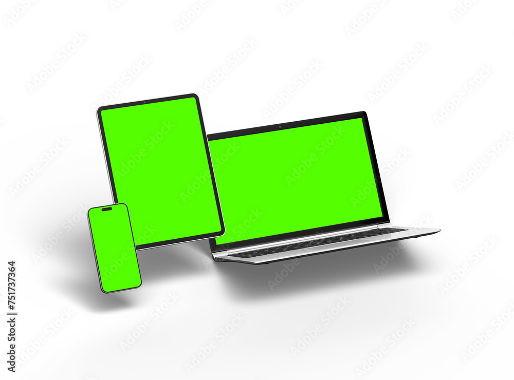 Mockup of laptop, tablet and smartphone on a light background Mockup of laptop, tablet and smartphone on a light background