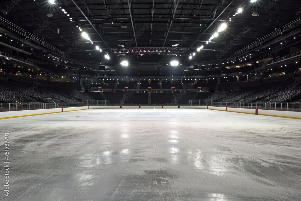Empty hockey rink stadium