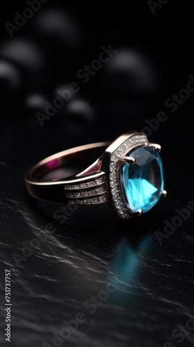 Wedding rings with blue sapphire. Perfect for jewelry store advertisements or engagement-related content with Copy Space.